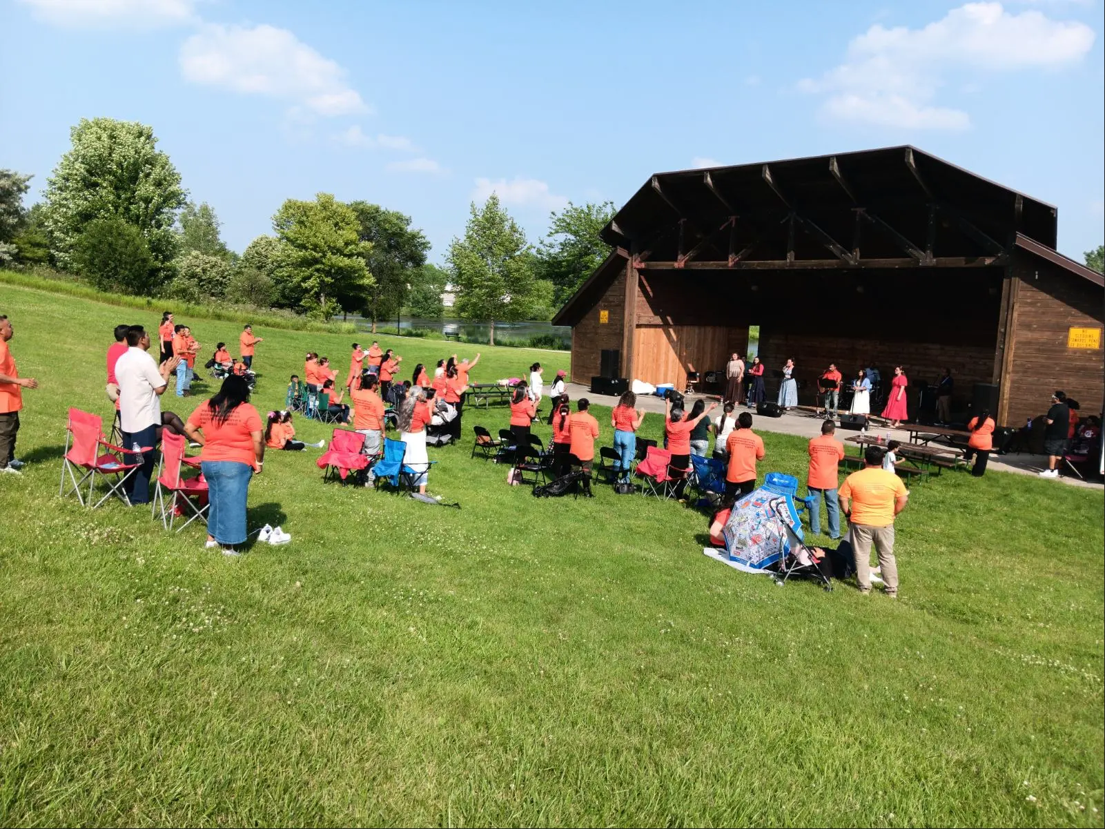 Congregation worshipping